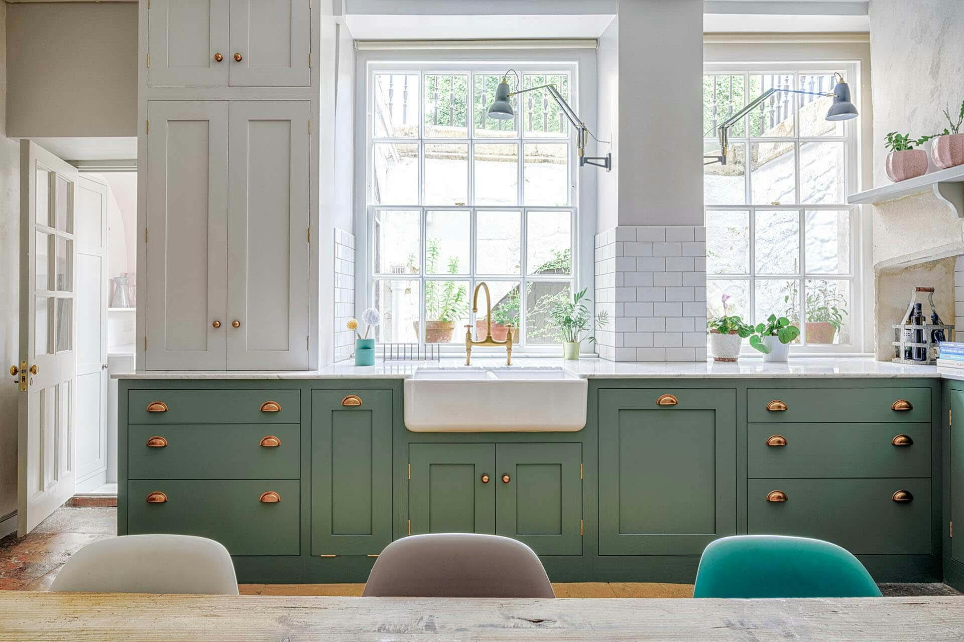 A green Shaker kitchen to illustrate the podcast How to Buy a Kitchen or Bathroom Series 3