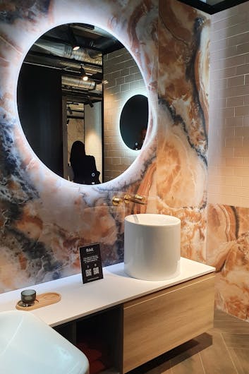 a marble bathroom