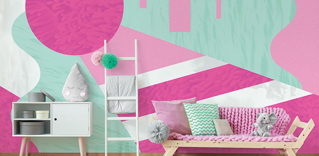 pink wallpaper mural