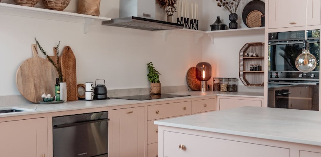 muted pink kitchen design